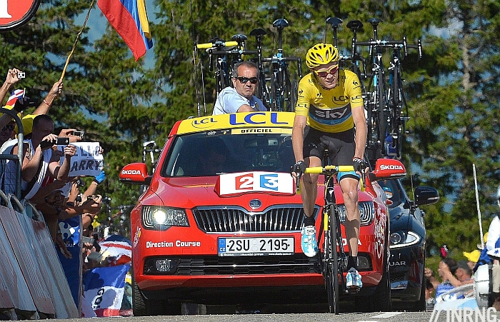 Photo: sponsor for Tour de France’s white jersey. Christian Prudhomme’s car in the Tour de France even had a Czech numberplate. 