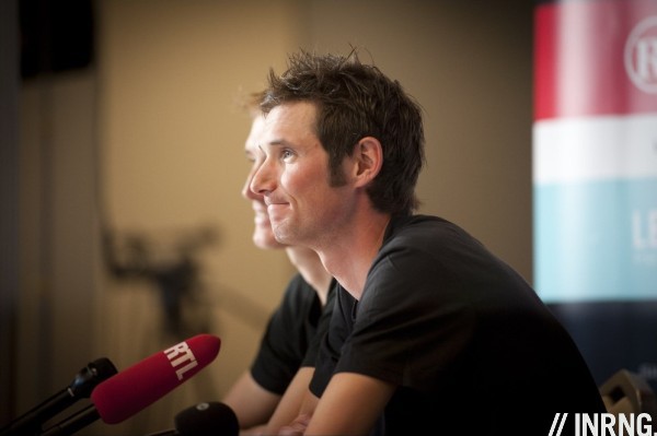 Andy and Franck Schleck image picture press conference