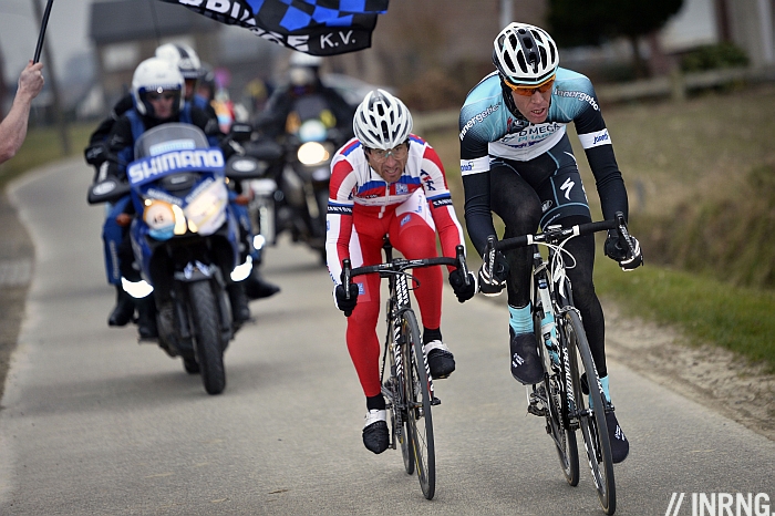 Photo: Luca Paolini and Stijn Vandenbergh slip away from a lead group. 