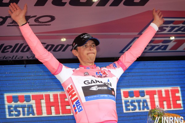 Ramunas Navardauskas Giro Pink Jersey Podium