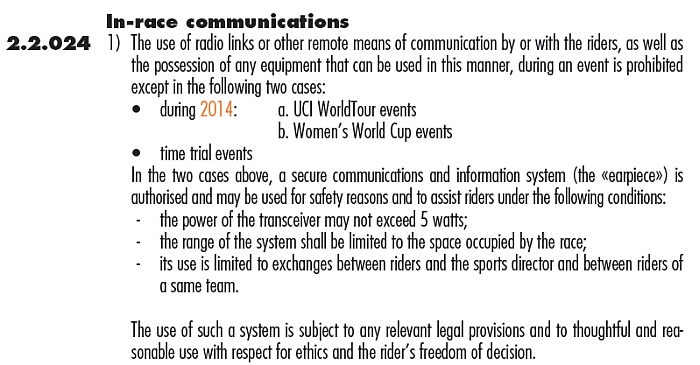 UCI Race Radios