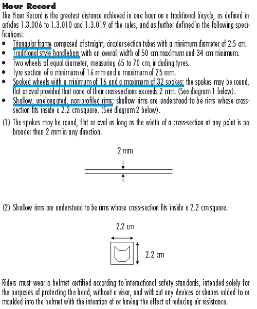 UCI hour record rules